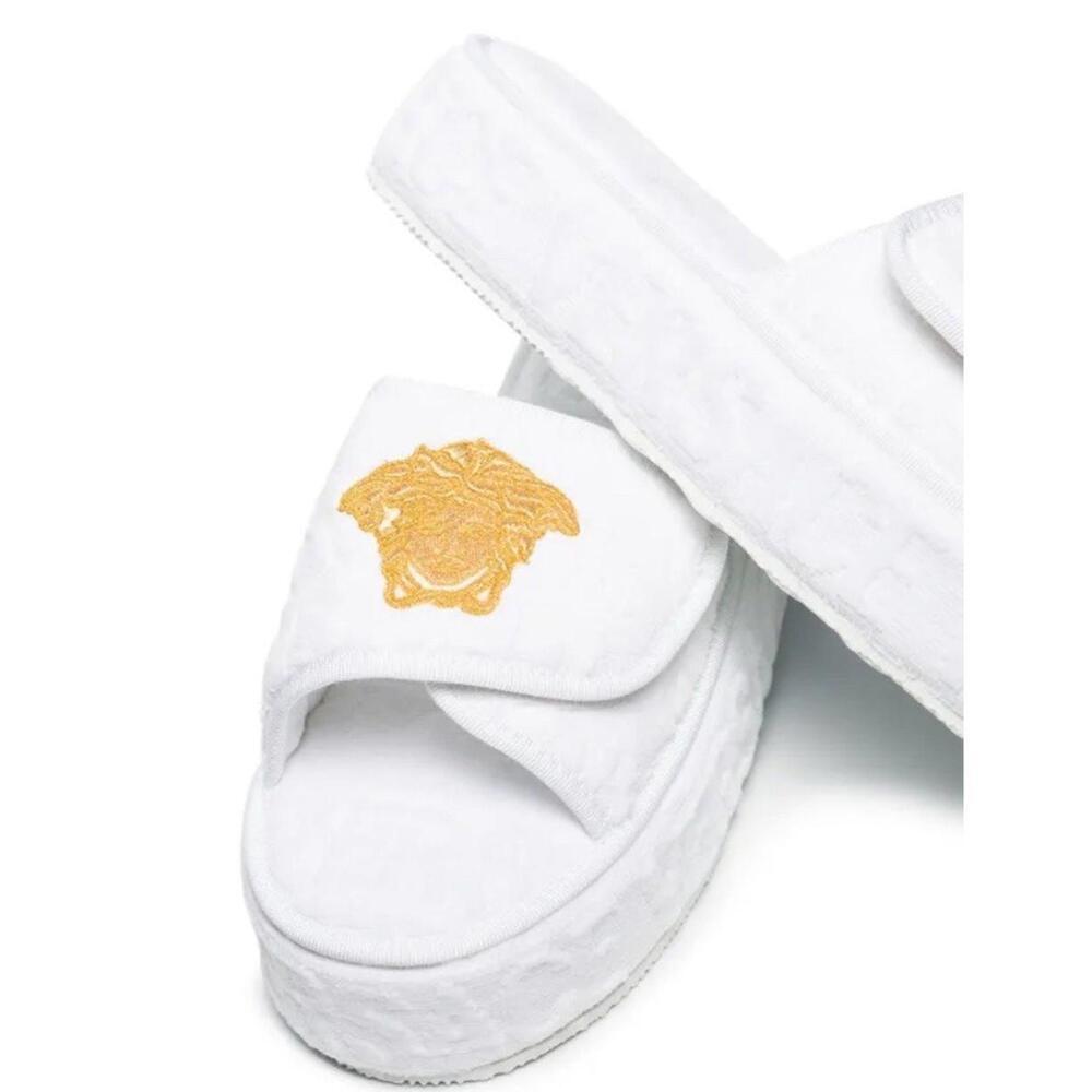 $475 White Versace Medusa Head Fabric platform slippers Size 41 - Picture 3 of 12